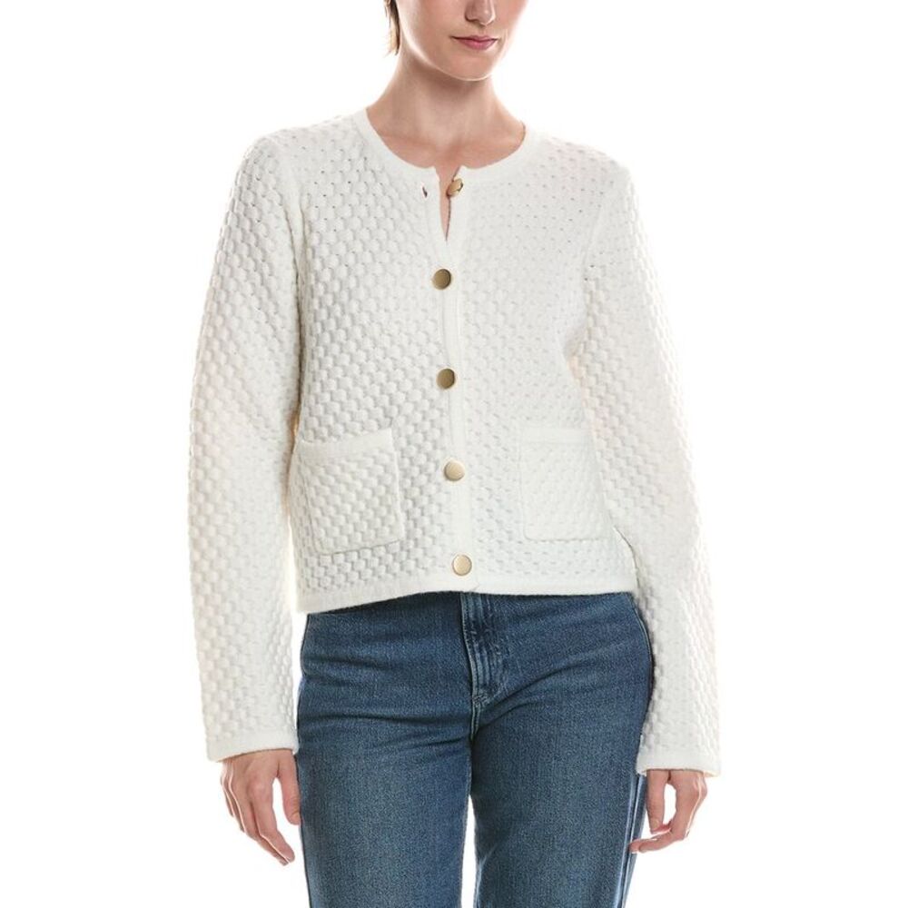 Michael Stars Womens Cera Honeycomb Stitch Cardigan, White